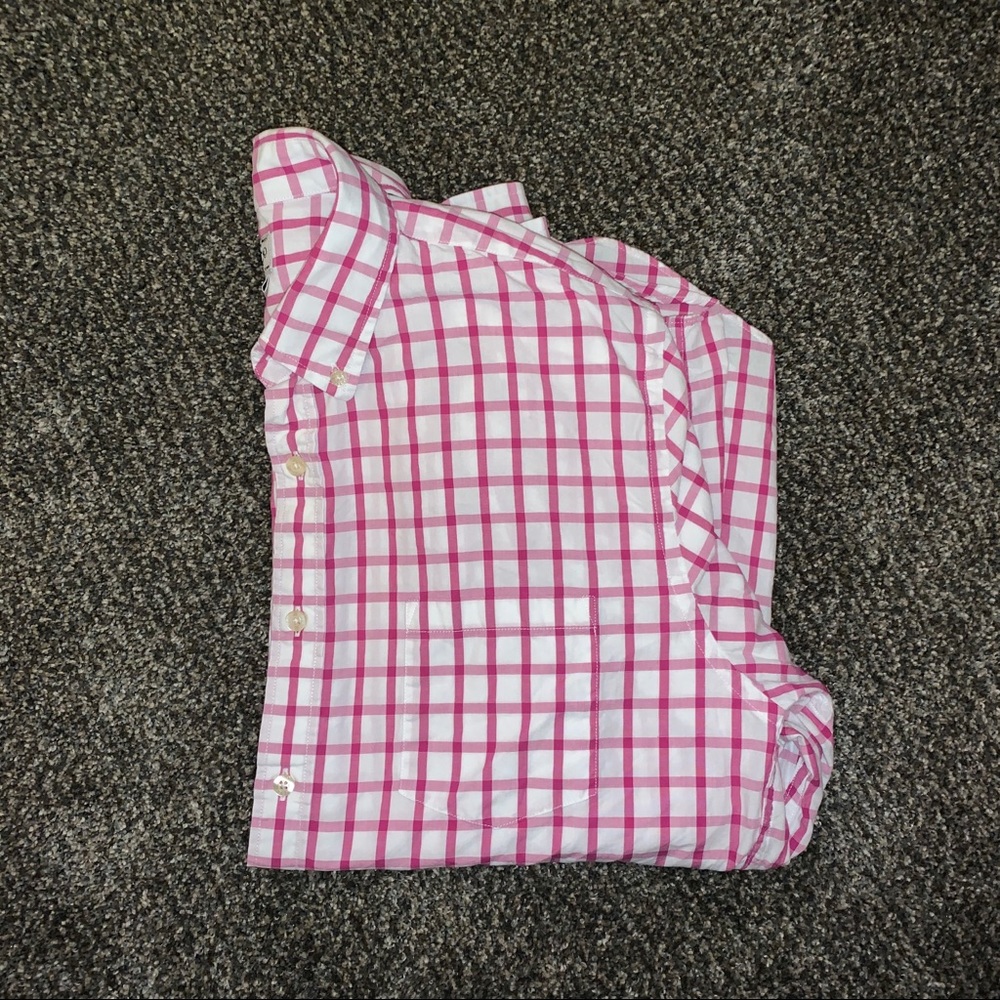 J. Crew pink striped Sun-Washed Oxford Button-Up L